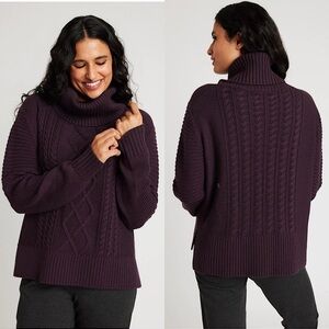 Kit & Ace-CABLEKNIT MERINO TURTLENECK SWEATER IN BLACK WALNUT (Size: Medium)